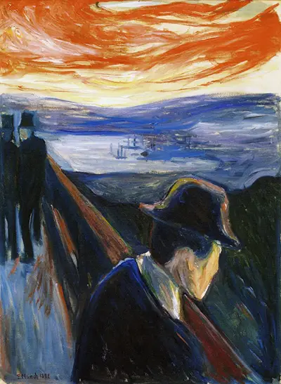 Übelkeit bei Sonnenuntergang - Verzweifeln Edvard Munch